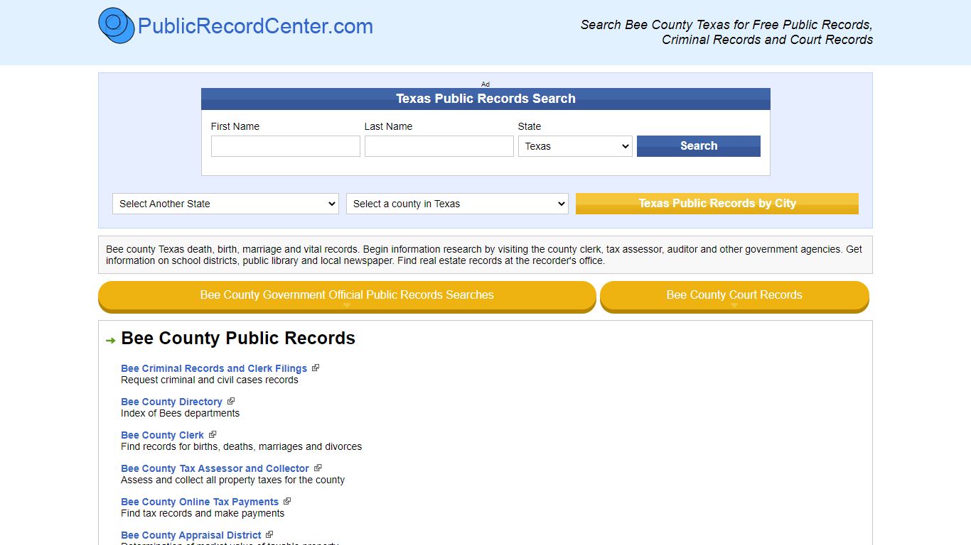 Bee County Texas Free Public Records - Court Records ...